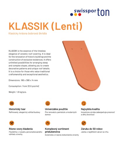 Produktová karta KLASSIK Lenti